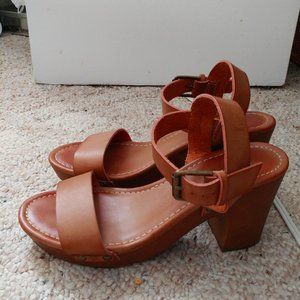MIA Tan Block Heel Sandals - Size 7.5